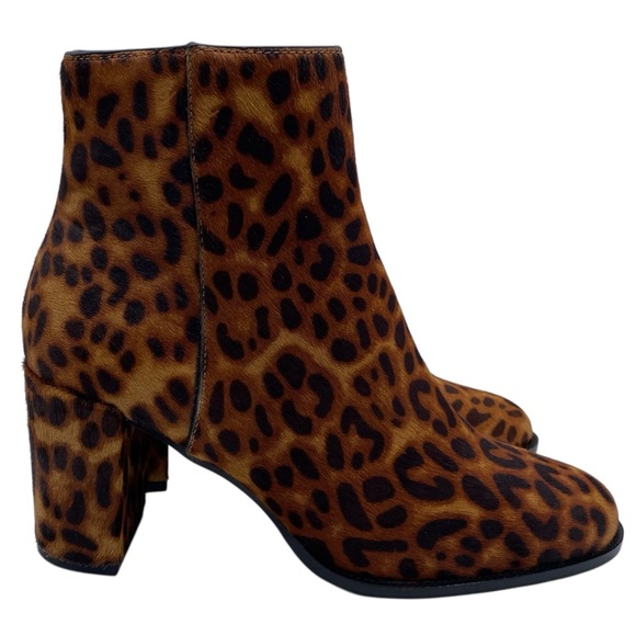 Steve Madden Womens Shoes Jozie Boots Sz 7.5 Leather Fur Heeled Leopard Chic - Picture 3 of 11